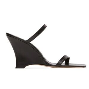 BY FAR Black Steffi Wedge Sandals